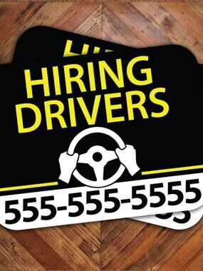 Two HIRING DRIVERS Car Door Magnet 9x12 Signs Add Your Number Vehicle Signage